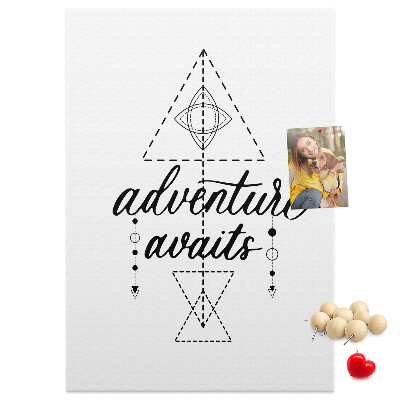 Memo cork board Geometric symbols of adventure and exploration