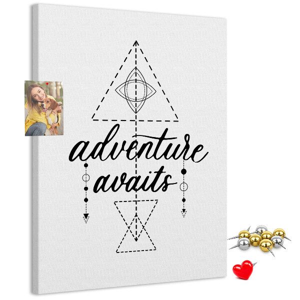 Memo cork board Geometric symbols of adventure and exploration