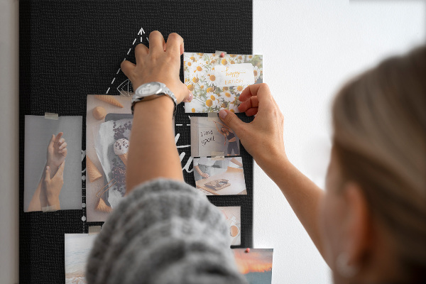 Wall cork memo board Geometric shapes in a minimalist style