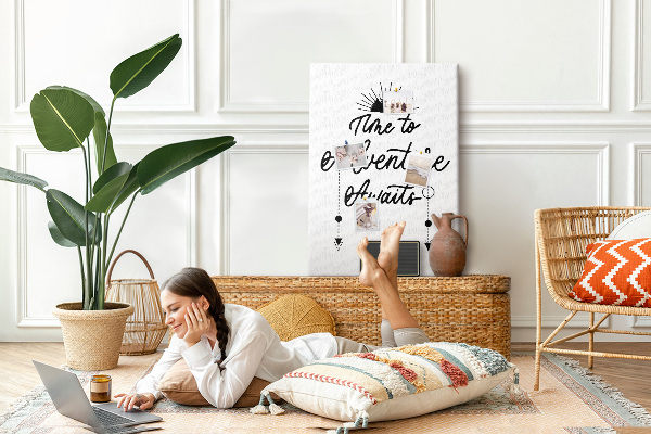 Pin board Time for an adventure with an inspiring inscription