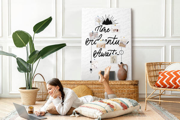 Pin board Time for an adventure with an inspiring inscription