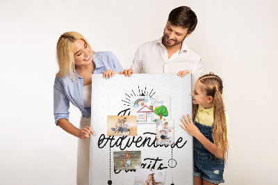 Pin board Time for an adventure with an inspiring inscription