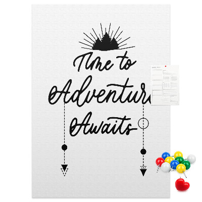 Pin board Time for an adventure with an inspiring inscription
