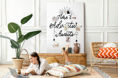 Pin board Time for an adventure with an inspiring inscription