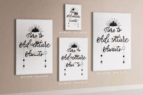 Pin board Time for an adventure with an inspiring inscription
