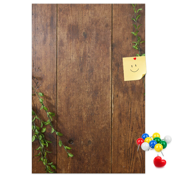 Pin board Rustic wood with green branches
