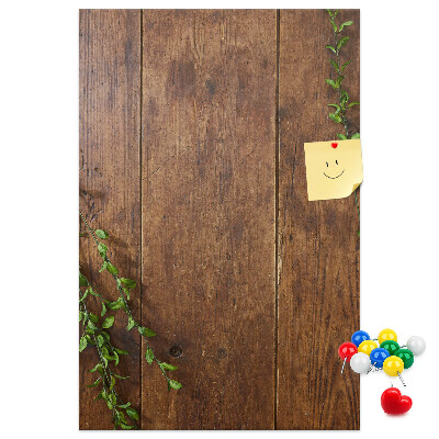 Pin board Rustic wood with green branches