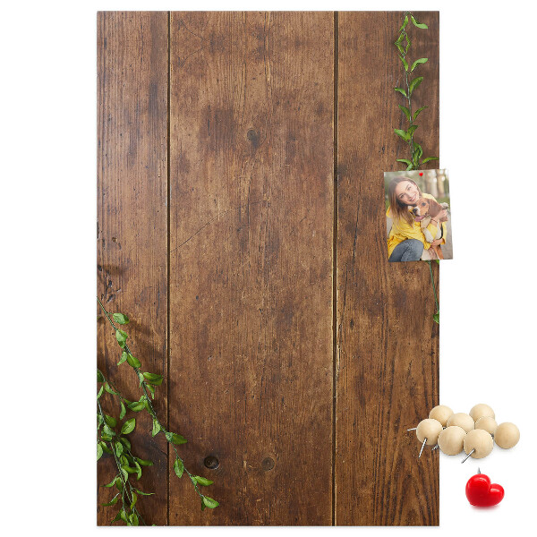Pin board Rustic wood with green branches