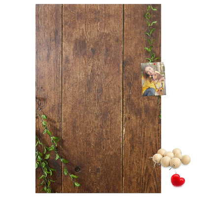 Pin board Rustic wood with green branches