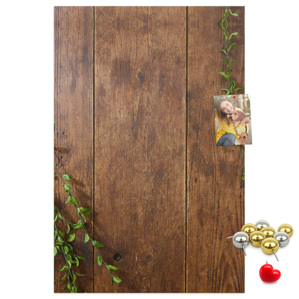 Pin board Rustic wood with green branches