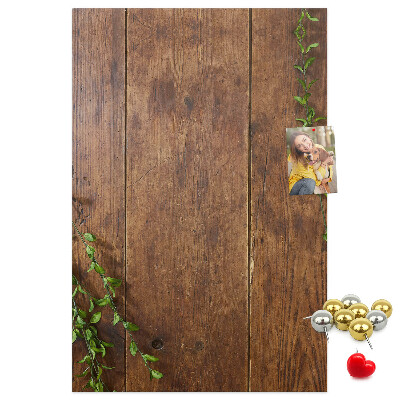 Pin board Rustic wood with green branches