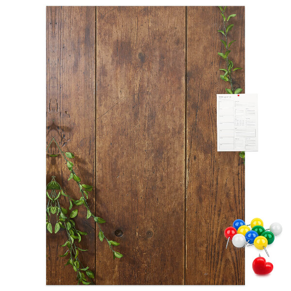 Pin board Rustic wood with green branches