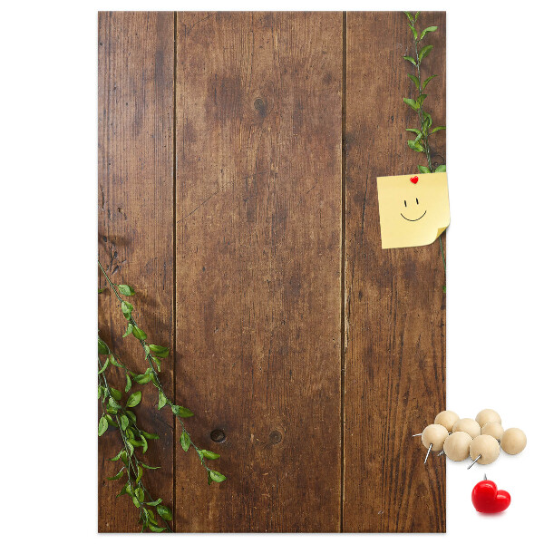 Pin board Rustic wood with green branches