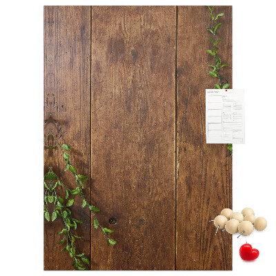 Pin board Rustic wood with green branches