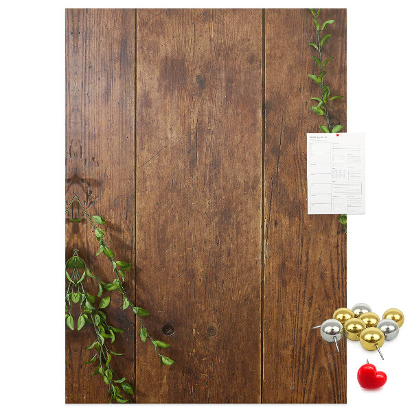 Pin board Rustic wood with green branches