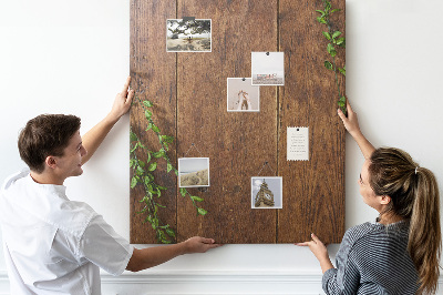 Pin board Rustic wood with green branches