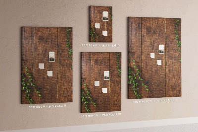 Pin board Rustic wood with green branches