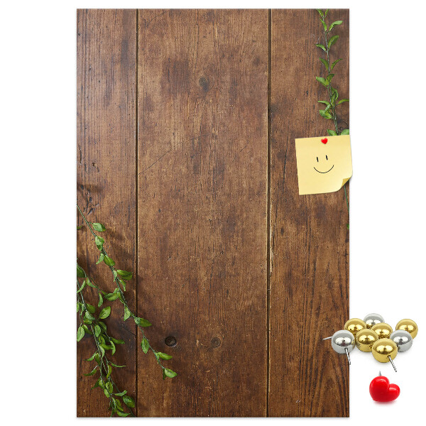 Pin board Rustic wood with green branches