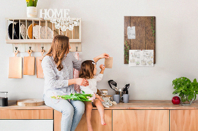 Pin board Rustic wood with green branches
