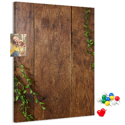 Pin board Rustic wood with green branches