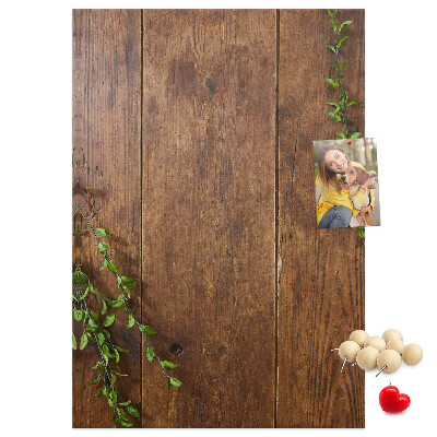 Pin board Rustic wood with green branches
