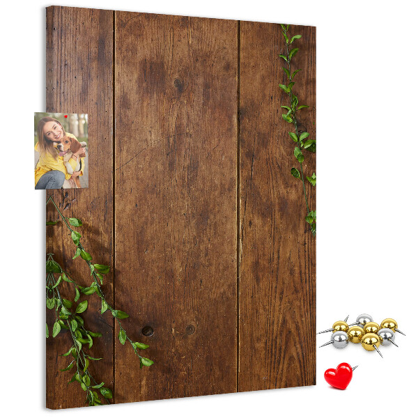 Pin board Rustic wood with green branches