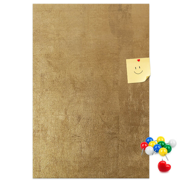 Wall cork memo board Gold paper with colored pins