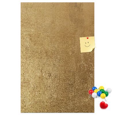 Wall cork memo board Gold paper with colored pins