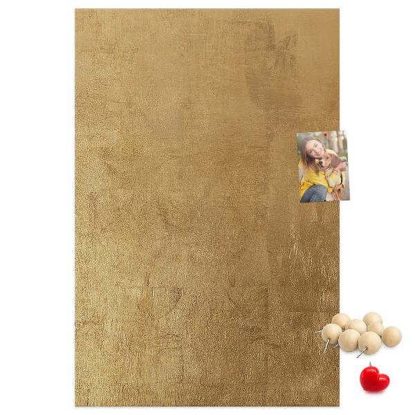 Wall cork memo board Gold paper with colored pins