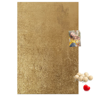 Wall cork memo board Gold paper with colored pins
