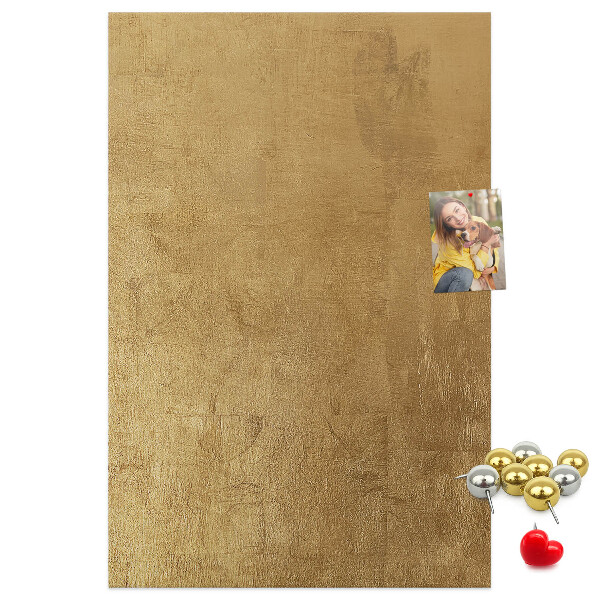 Wall cork memo board Gold paper with colored pins