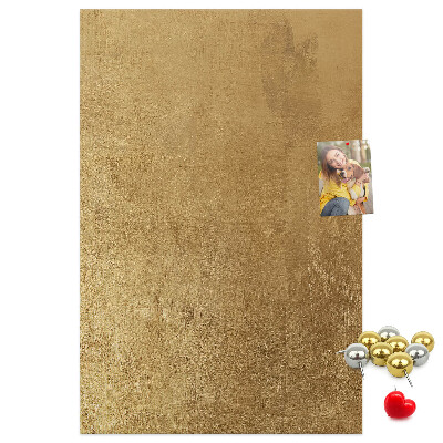 Wall cork memo board Gold paper with colored pins