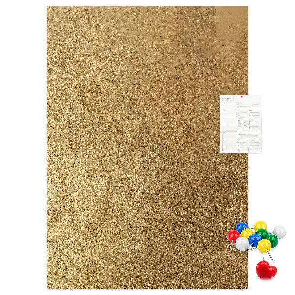 Wall cork memo board Gold paper with colored pins