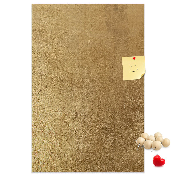 Wall cork memo board Gold paper with colored pins