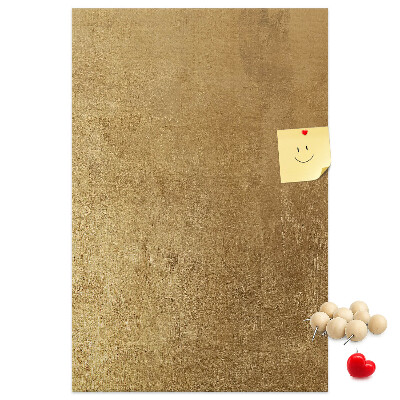 Wall cork memo board Gold paper with colored pins