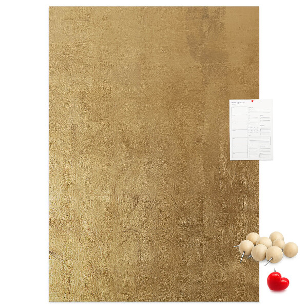 Wall cork memo board Gold paper with colored pins