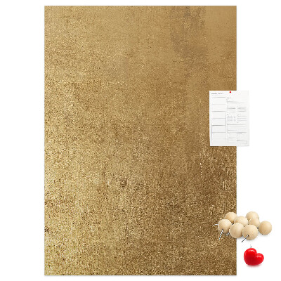 Wall cork memo board Gold paper with colored pins