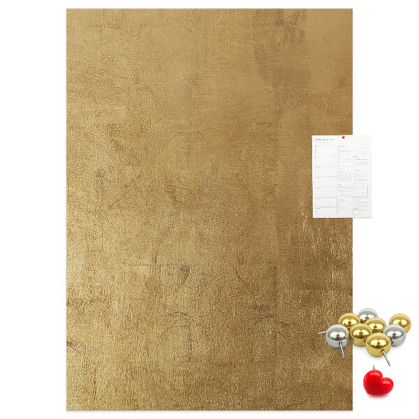 Wall cork memo board Gold paper with colored pins