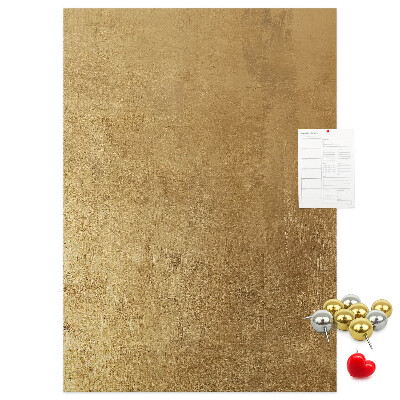 Wall cork memo board Gold paper with colored pins