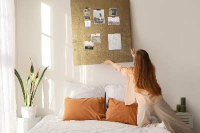 Wall cork memo board Gold paper with colored pins
