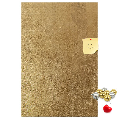 Wall cork memo board Gold paper with colored pins