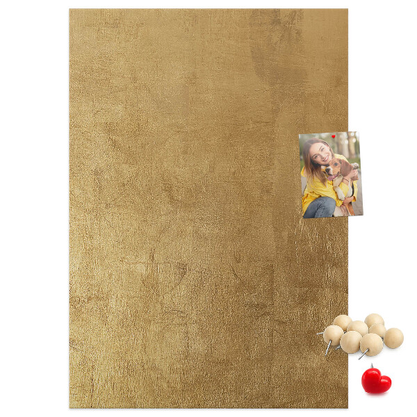 Wall cork memo board Gold paper with colored pins