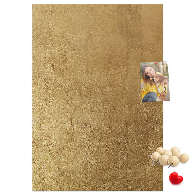 Wall cork memo board Gold paper with colored pins