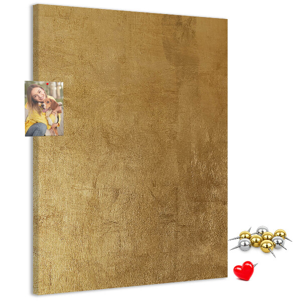 Wall cork memo board Gold paper with colored pins