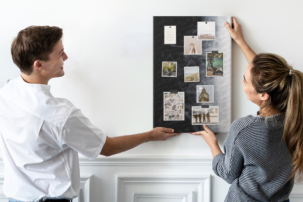 Memo cork board Black and white fog with a gentle transition
