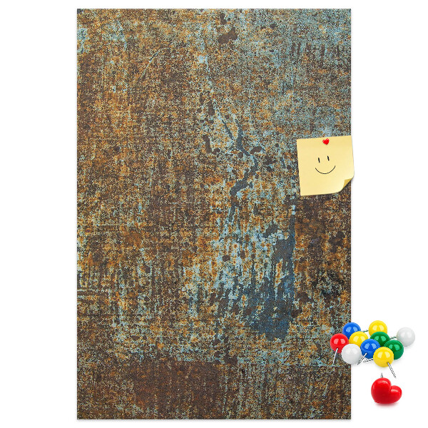 Cork notice board Rustic texture with blue accents