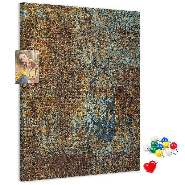 Cork notice board Rustic texture with blue accents