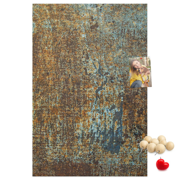 Cork notice board Rustic texture with blue accents