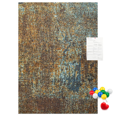 Cork notice board Rustic texture with blue accents