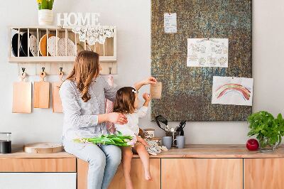 Cork notice board Rustic texture with blue accents